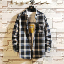 Load image into Gallery viewer, Casual Spring Autumn Plaid Shirt Men Long Sleeve High Quality 2019 Japan Style Loose Streetwear Plus Size M-5XL Clothes