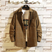 Load image into Gallery viewer, Casual Spring Autumn Plaid Shirt Men Long Sleeve High Quality 2019 Japan Style Loose Streetwear Plus Size M-5XL Clothes