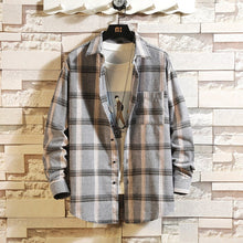 Load image into Gallery viewer, Casual Spring Autumn Plaid Shirt Men Long Sleeve High Quality 2019 Japan Style Loose Streetwear Plus Size M-5XL Clothes