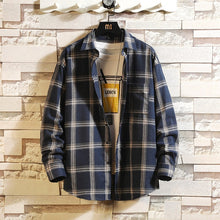 Load image into Gallery viewer, Casual Spring Autumn Plaid Shirt Men Long Sleeve High Quality 2019 Japan Style Loose Streetwear Plus Size M-5XL Clothes