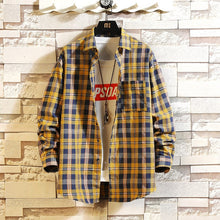 Load image into Gallery viewer, Casual Spring Autumn Plaid Shirt Men Long Sleeve High Quality 2019 Japan Style Loose Streetwear Plus Size M-5XL Clothes