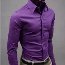 Load image into Gallery viewer, European and American fashion candy color long-sleeved shirt male 2019 spring and autumn new men's solid color casual shirt