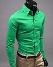 Load image into Gallery viewer, European and American fashion candy color long-sleeved shirt male 2019 spring and autumn new men's solid color casual shirt