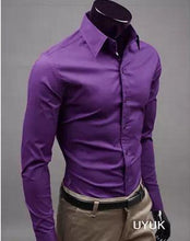 Load image into Gallery viewer, European and American fashion candy color long-sleeved shirt male 2019 spring and autumn new men's solid color casual shirt