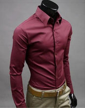 Load image into Gallery viewer, European and American fashion candy color long-sleeved shirt male 2019 spring and autumn new men's solid color casual shirt
