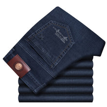 Load image into Gallery viewer, Xuansheng brand men's jeans 2019 autumn and winter thick business work casual stretch slim jeans classic pants blue black jeans