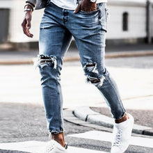 Load image into Gallery viewer, New Skinny Jeans men Streetwear Destroyed Ripped Jeans Homme Hip Hop Broken modis male Pencil Biker Embroidery Patch Pants
