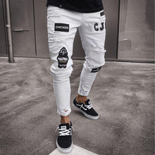 Load image into Gallery viewer, New Skinny Jeans men Streetwear Destroyed Ripped Jeans Homme Hip Hop Broken modis male Pencil Biker Embroidery Patch Pants
