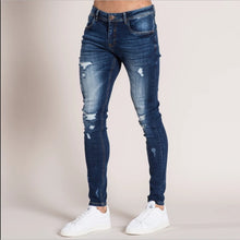 Load image into Gallery viewer, New Skinny Jeans men Streetwear Destroyed Ripped Jeans Homme Hip Hop Broken modis male Pencil Biker Embroidery Patch Pants
