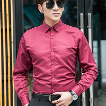 Load image into Gallery viewer, Men&#39;s Professional Business Shirt Men&#39;s Dress Up Casual Slim Long Sleeve Solid Shirt Men Plus Size Men&#39;s White Red Black Shirt
