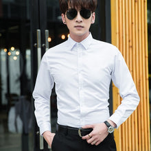 Load image into Gallery viewer, Men&#39;s Professional Business Shirt Men&#39;s Dress Up Casual Slim Long Sleeve Solid Shirt Men Plus Size Men&#39;s White Red Black Shirt
