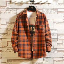 Load image into Gallery viewer, Casual Spring Autumn Plaid Shirt Men Long Sleeve High Quality 2019 Japan Style Loose Streetwear Plus Size M-5XL Clothes
