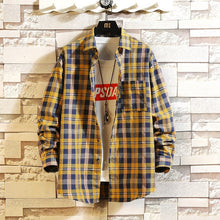 Load image into Gallery viewer, Casual Spring Autumn Plaid Shirt Men Long Sleeve High Quality 2019 Japan Style Loose Streetwear Plus Size M-5XL Clothes
