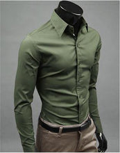 Load image into Gallery viewer, European and American fashion candy color long-sleeved shirt male 2019 spring and autumn new men&#39;s solid color casual shirt
