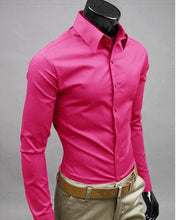 Load image into Gallery viewer, European and American fashion candy color long-sleeved shirt male 2019 spring and autumn new men&#39;s solid color casual shirt
