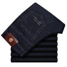 Load image into Gallery viewer, Xuansheng brand  men&#39;s jeans 2019 autumn and winter thick business work casual stretch slim jeans classic pants blue black jeans
