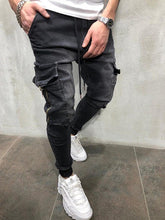 Load image into Gallery viewer, Men Stretchy Multi-pocket Skinny Jeans men pocket zipper pencil Pants 2019 fashion jeans Casual Trousers Hip hop sweatpants
