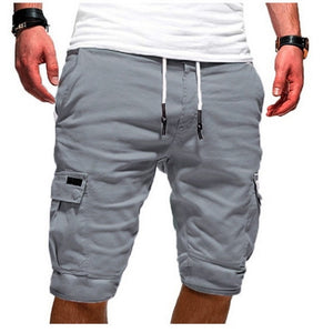 HEFLASHOR 2019 New Mens Shorts Fitness Casual Drawstring Short Pants High Quality Shorts Men's Multi-pocket Sports Shorts