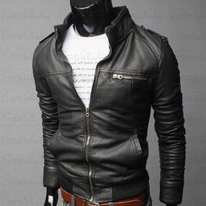 Men Cool bomber Jackets men jacket winter Collar Slim Fit Motorcycle Leather Jacket Coat Outwear streetwear