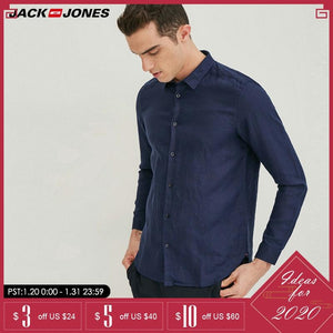 Jack & Jones Brand 2019 NEW 100% Linen slim long sleeves male shirts |217105552