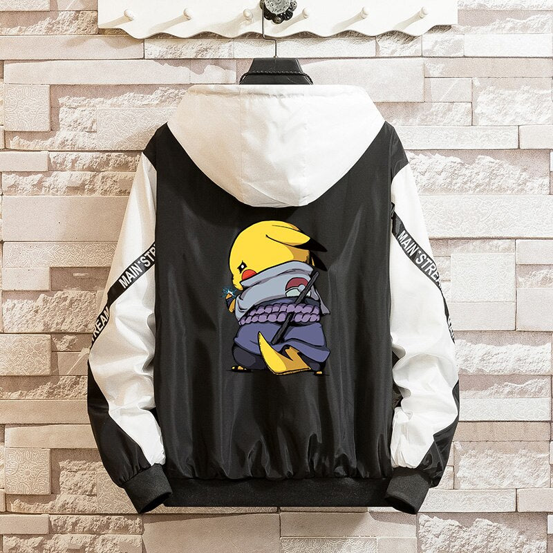 LES KOMAN Pokemon Printing Naruto Spring Autumn New Men Jacket  Casul Streetwear Hooded Splice  Coats Outwear S-5XL