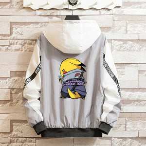 LES KOMAN Pokemon Printing Naruto Spring Autumn New Men Jacket  Casul Streetwear Hooded Splice  Coats Outwear S-5XL