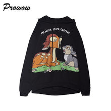 Load image into Gallery viewer, Hooded women clothing bambi warm Fur Lining cartoon printing Top Coat 2019 Autumn winter Jumper pullover streetwear sweatshirt
