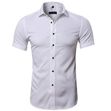 Load image into Gallery viewer, Men&#39;s Elastic Bamboo Fiber Dress Shirts 2018 Summer New Short Sleeve Shirt Men Casual Brand Business Work Shirt Camisa Masculina
