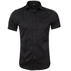 Men's Elastic Bamboo Fiber Dress Shirts 2018 Summer New Short Sleeve Shirt Men Casual Brand Business Work Shirt Camisa Masculina