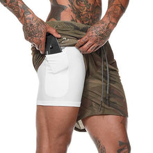 Load image into Gallery viewer, Men&#39;s 2 in 1 Running Shorts Security Pockets Leisure Shorts Quick Drying Sport Shorts Built-in Pockets Hips Hiden Zipper Pockets
